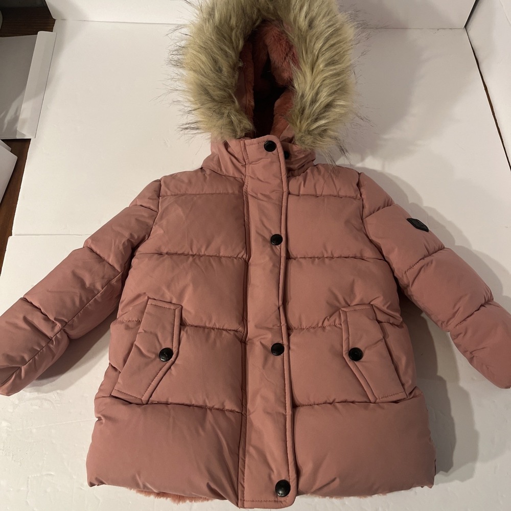 Sam Edelman Girls 3T Expedition Parka Faux Fur Liner Rose Blush Pink Jacket NWT